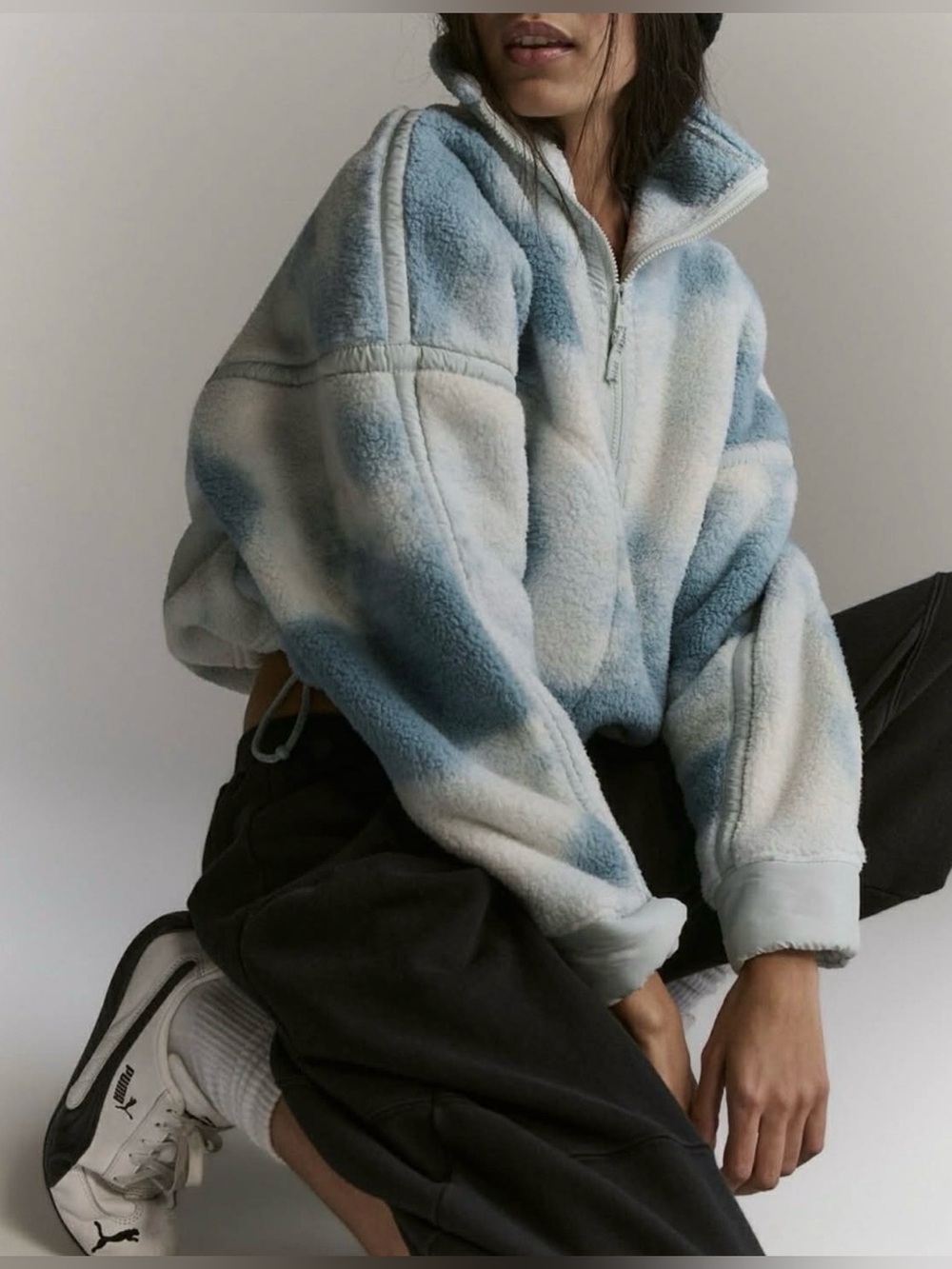 FP Movement Mountain High Pullover in Watercolor Blue Gray Combo